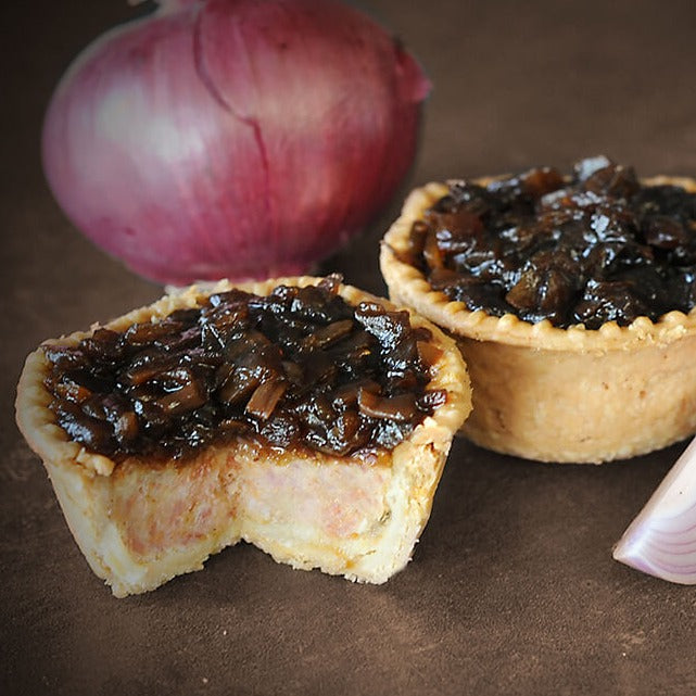 DINKY Caramelised Onion Topped Pork Pie (16 x 120g) /case (Pre Baked - Thaw & Serve)