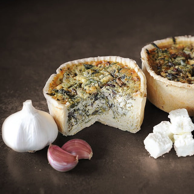 Toppings Spinach, Feta, & Mushroom Quiche (6 x 190g) / case (Pre Baked - Thaw & Serve)